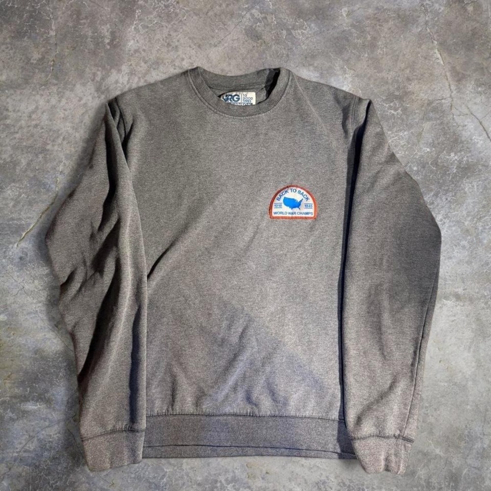 Back To Back World War Champs Grey Crewneck Sweatshirt Americana Patriotic Gear